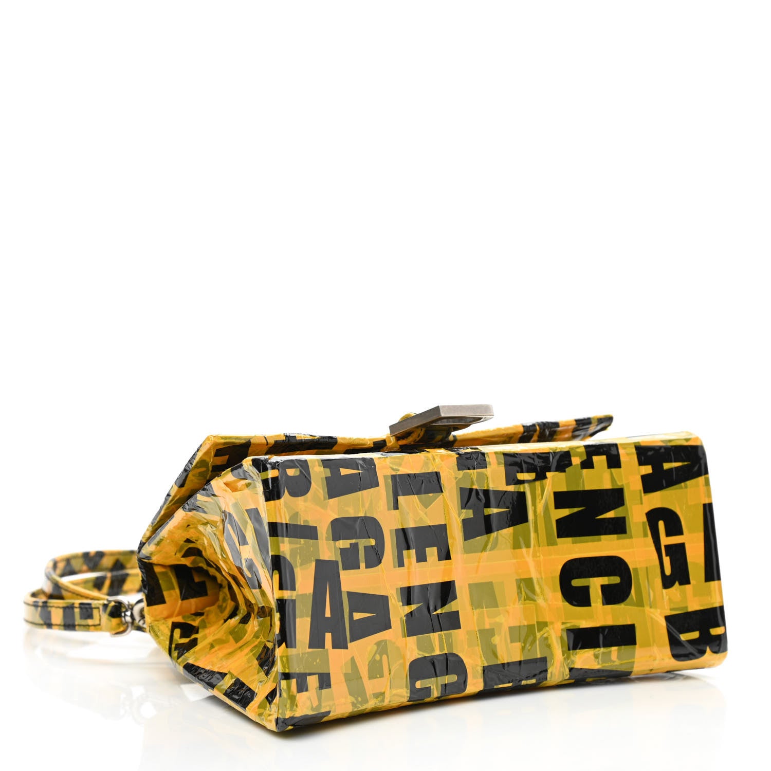 Balenciaga Box Calfskin Tape Small Hourglass Top Handle Bag Yellow Black 4 of 9