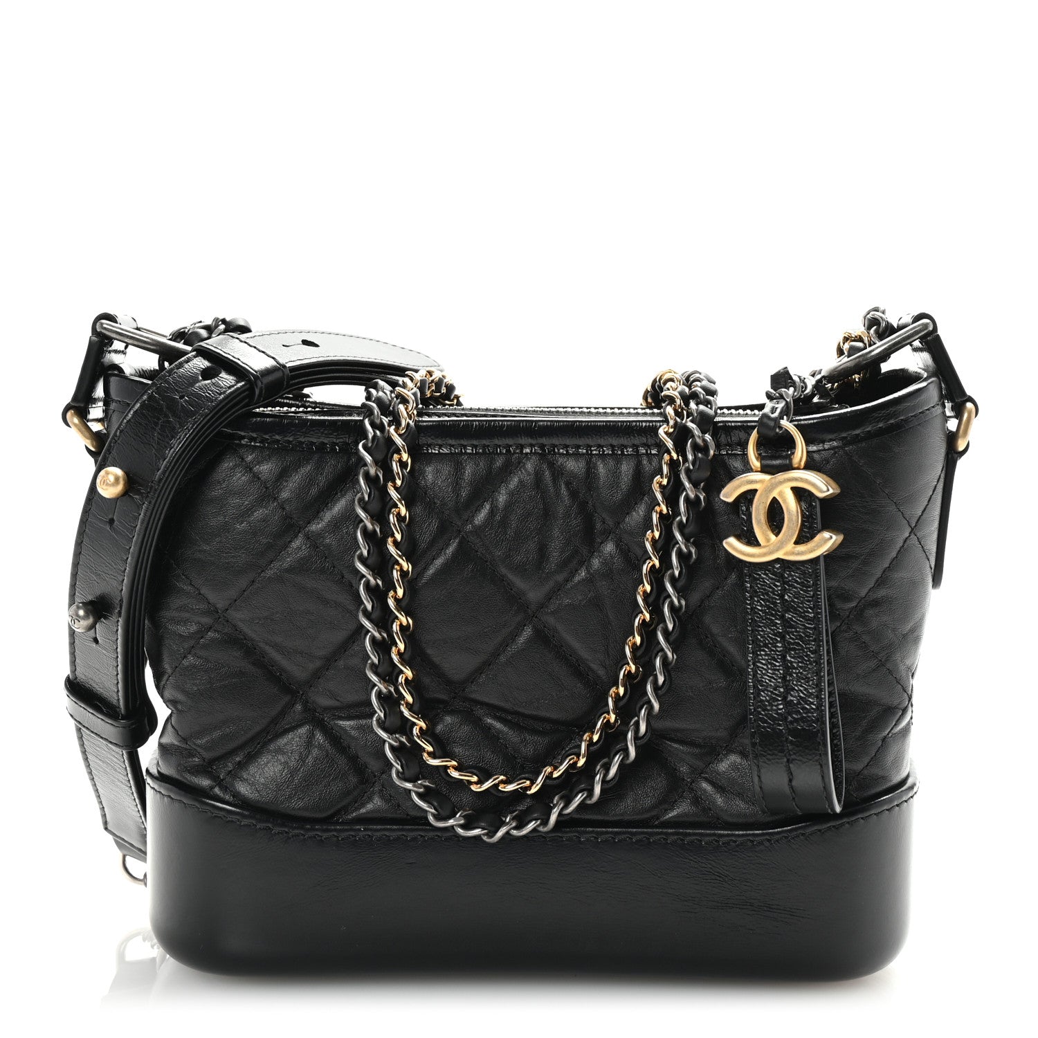 Chanel Aged Calfskin Quilted Small Gabrielle Hobo Black 1 of 10