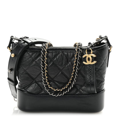 Chanel Aged Calfskin Quilted Small Gabrielle Hobo Black 1 of 10