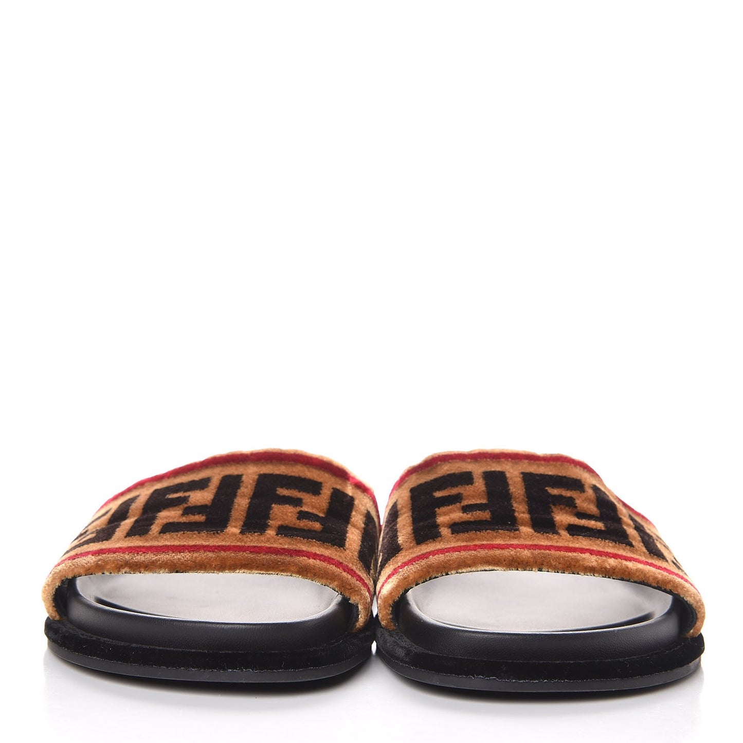 Velvet FF Slide Sandals 37 Testa di Moro Tobacco Fragola