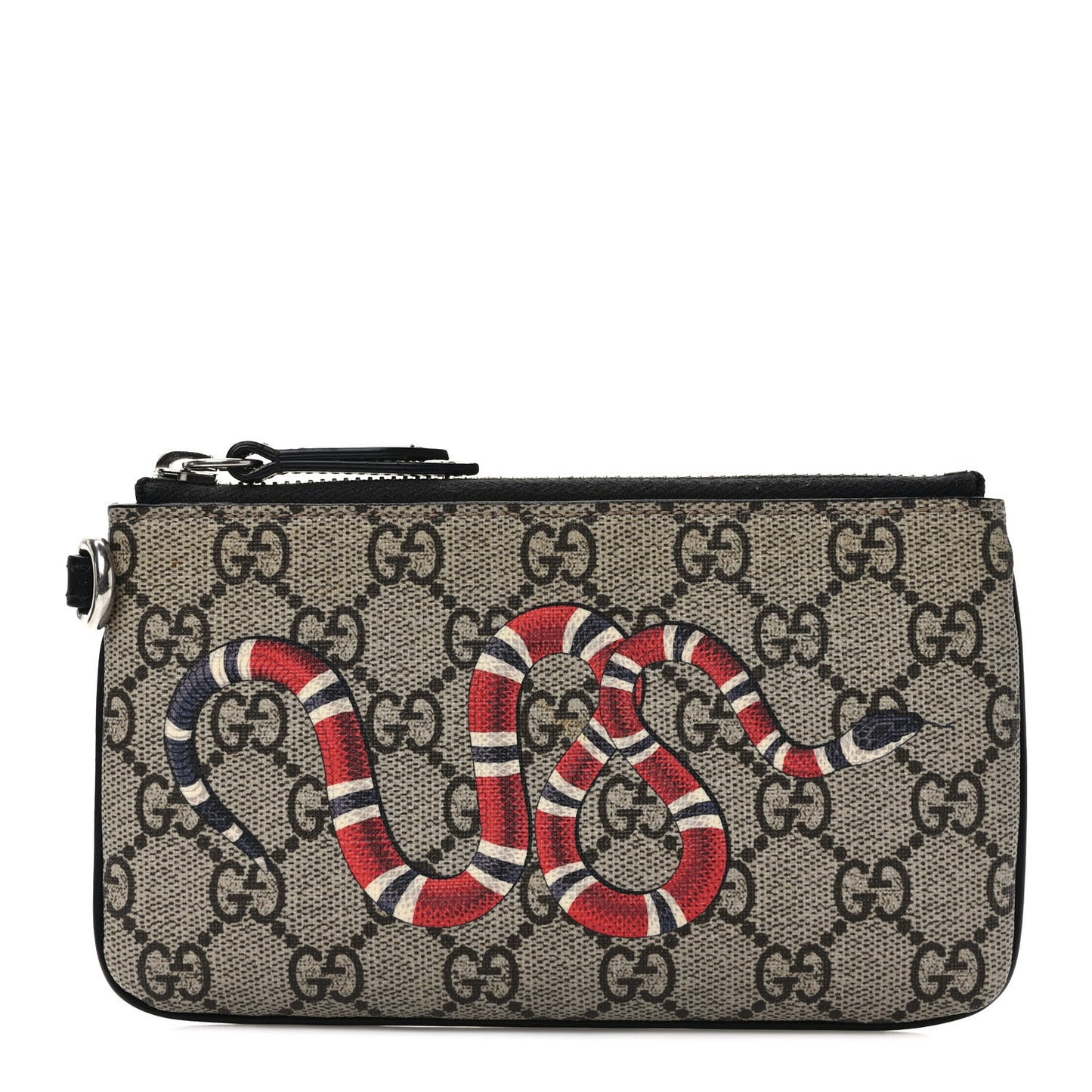 GG Supreme Monogram Kingsnake Zip Pouch Black