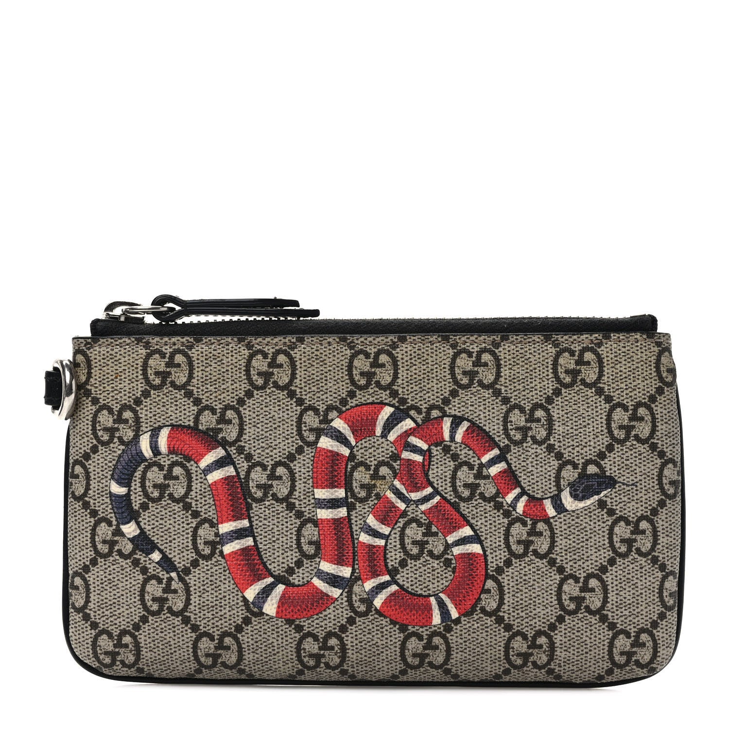 Gucci GG Supreme Monogram Kingsnake Zip Pouch Black 1 of 7
