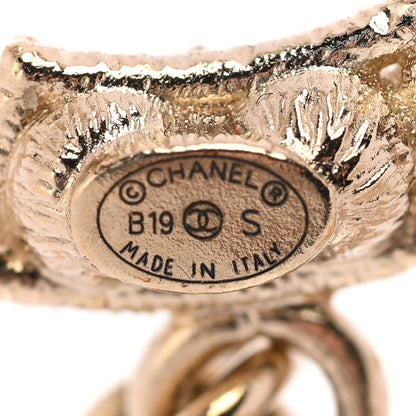 Chanel Crystal Cha-Nel Logo Drop Earrings Gold 4 of 5