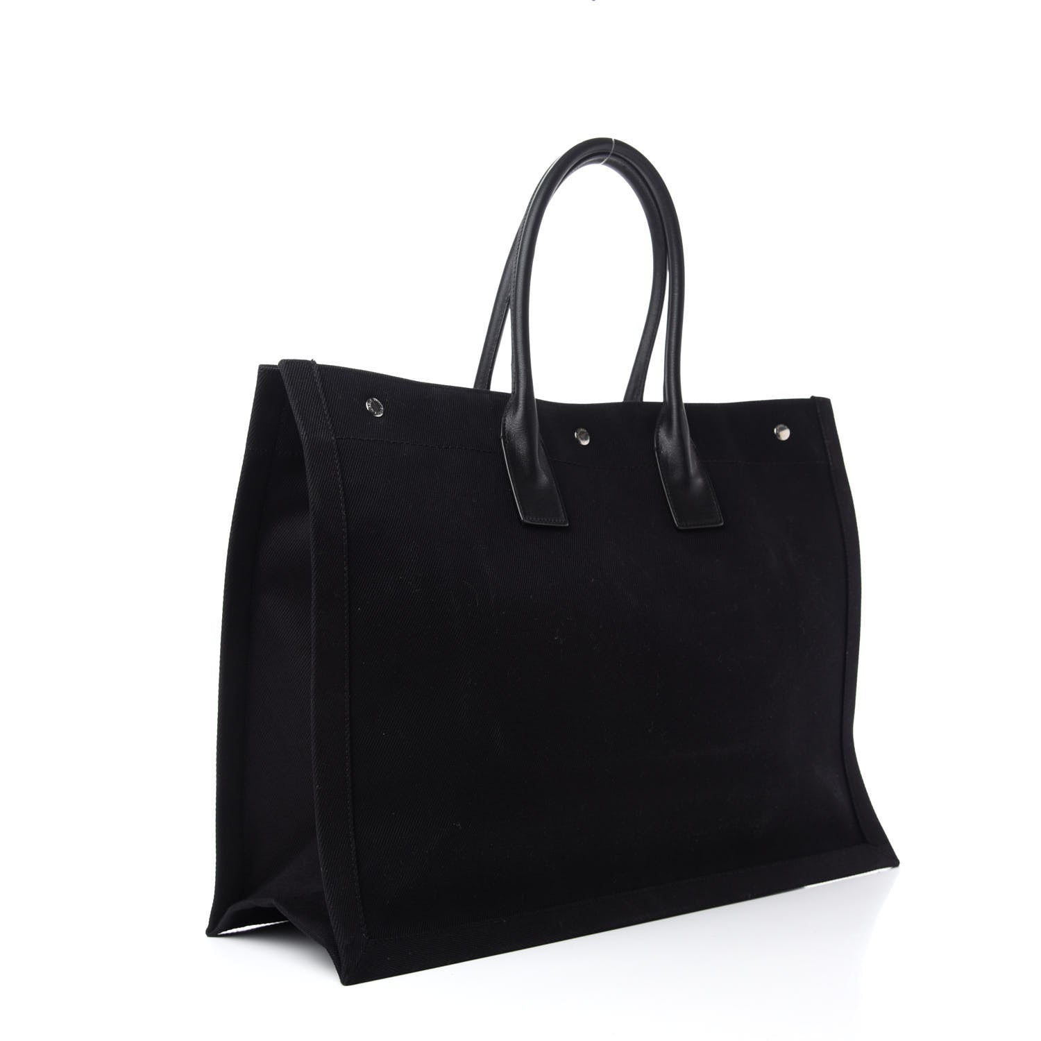 Saint Laurent Linen Calfskin Rive Gauche Tote Black 3 of 12