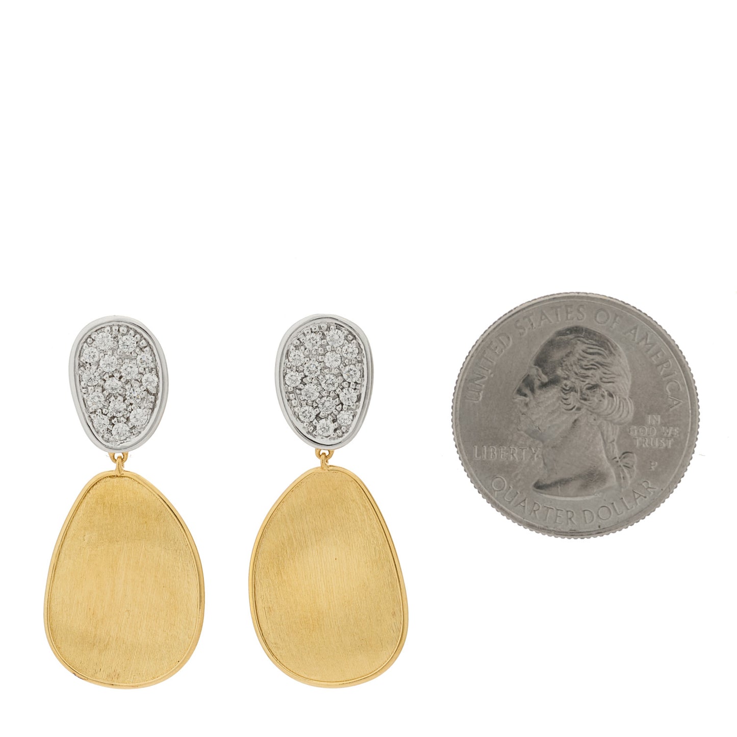 18K Yellow White Gold Diamond Small Lunaria Earrings