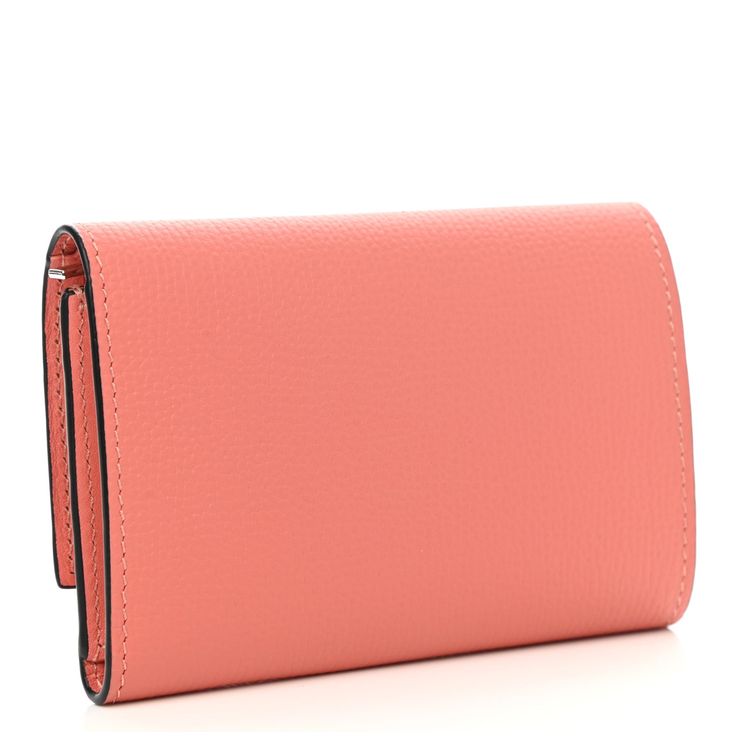 Pebble Grain Calfskin Anagram Small Vertical Wallet Pink Tulip