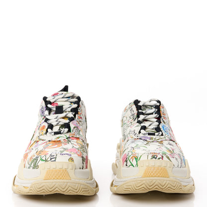 Balenciaga X GUCCI Fabric Allover Logo Flora Print Womens Triple S Sneakers 38 Multicolor White 2 of 8