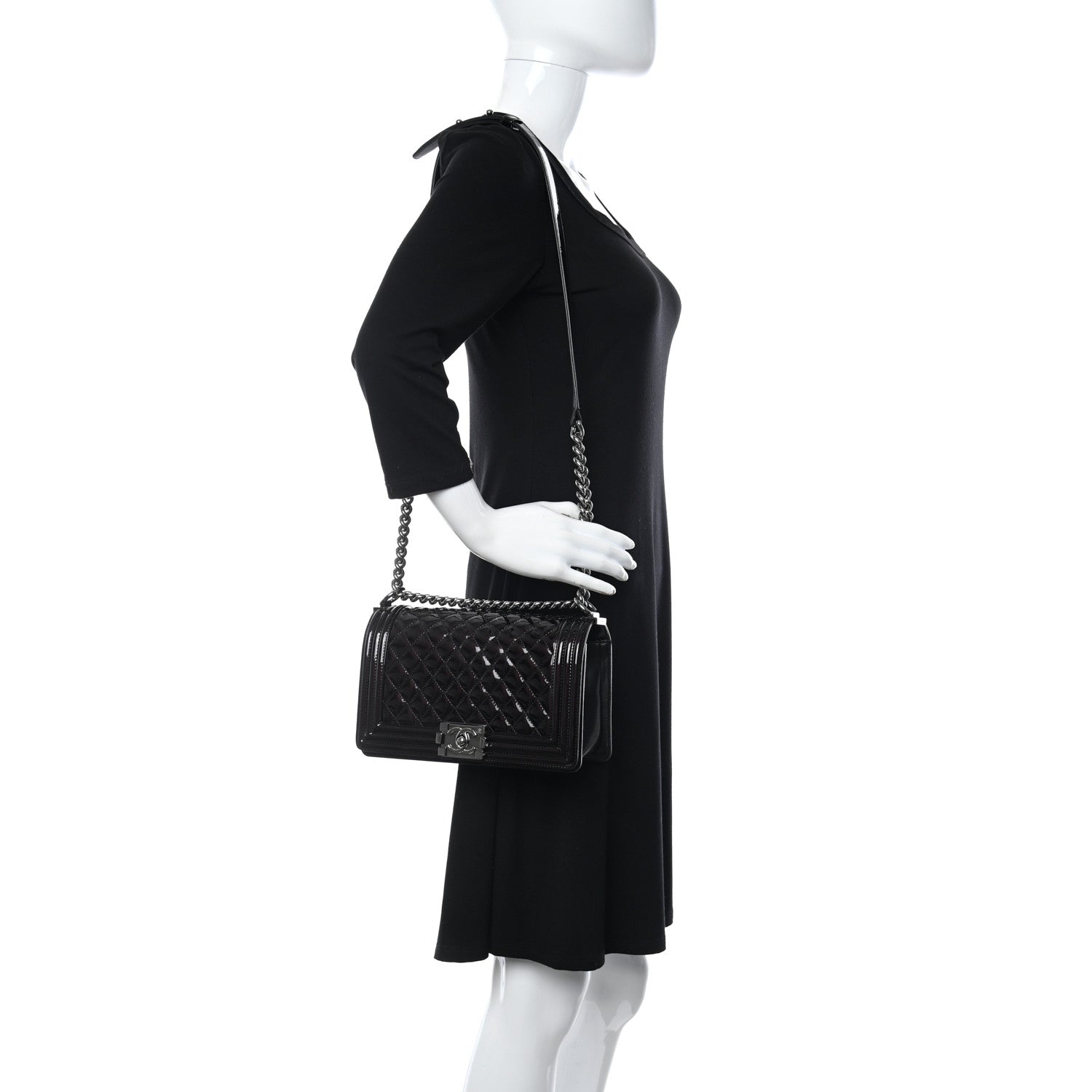 Chanel Patent Calfskin Quilted Medium Boy Flap Black 3 of 11
