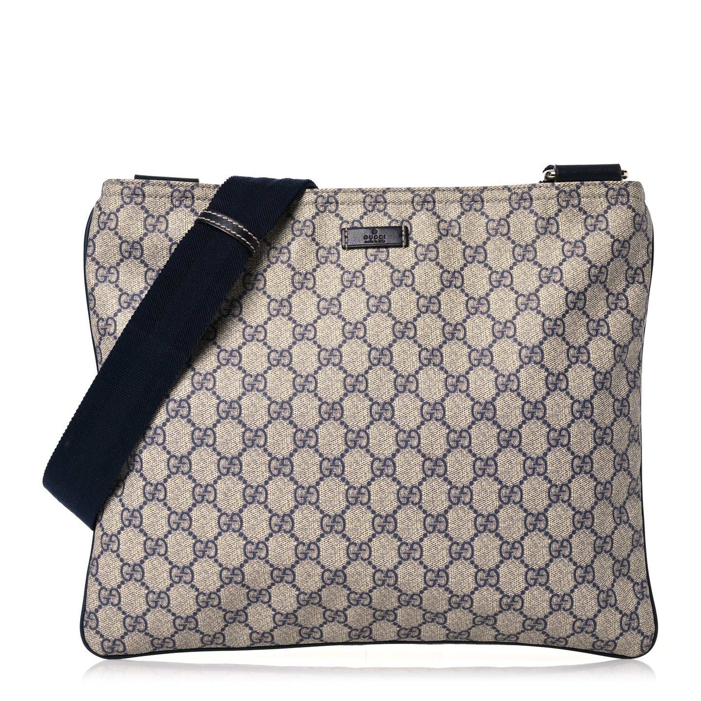 GG Plus Monogram Large Flat Messenger Bag Beige Blue