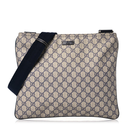 Gucci GG Plus Monogram Large Flat Messenger Bag Beige Blue 1 of 16