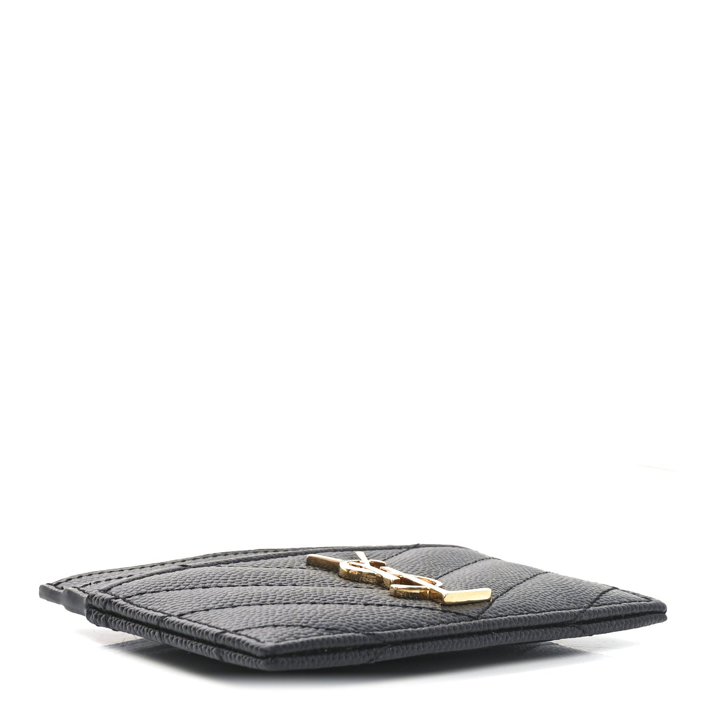Grain De Poudre Matelasse Chevron Monogram Credit Card Case Black