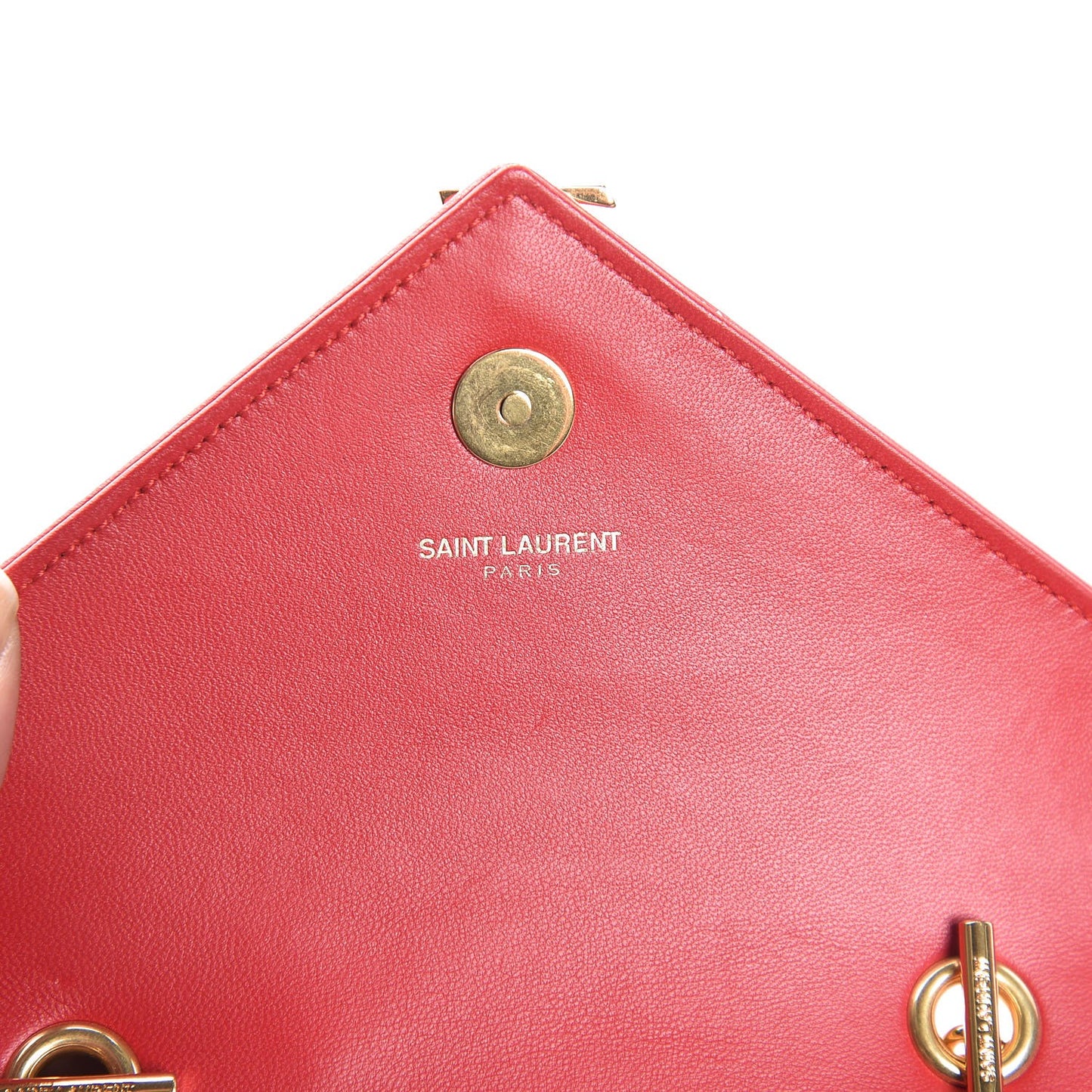 Nappa Matelasse Chevron Classic Monogram Baby Chain Bag New Red