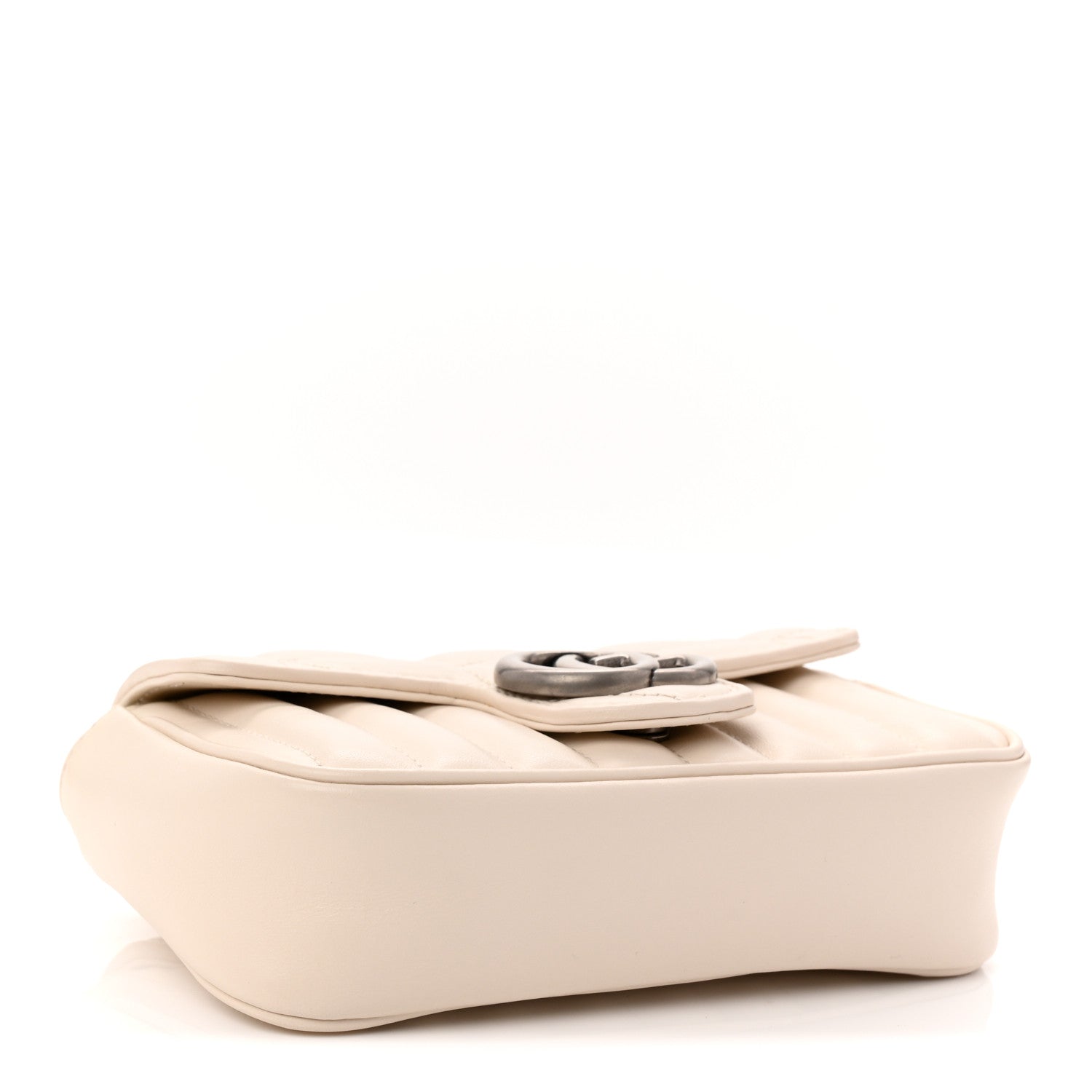 Gucci Calfskin Matelasse Aria Super Mini GG Marmont Shoulder Bag Mystic White 4 of 11