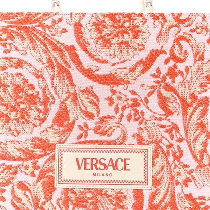 Versace Raffia Barocco Large Athena Tote Coral 7 of 9