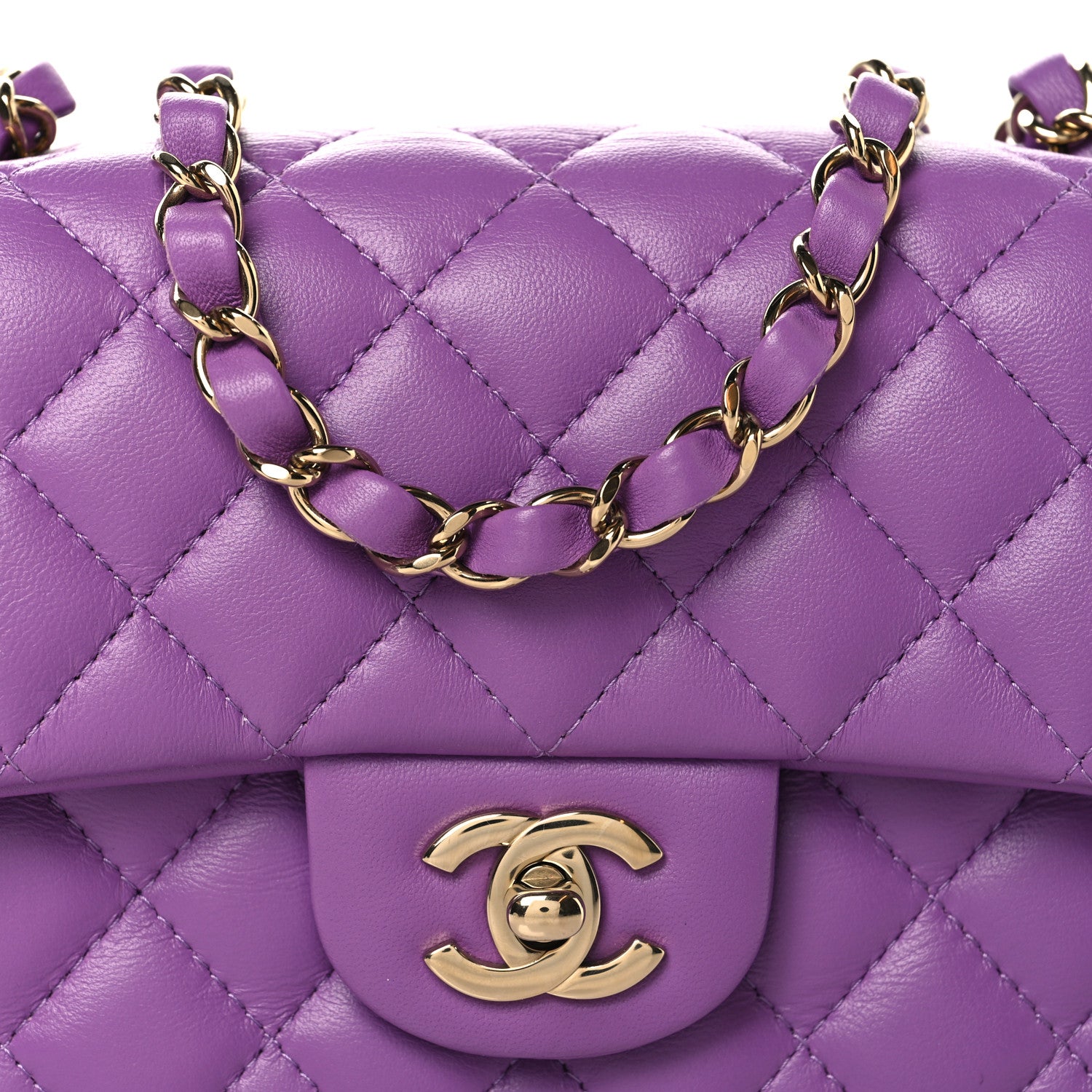 Chanel Lambskin Quilted Mini Rectangular Flap Purple 8 of 11