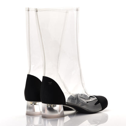 Chanel PVC Grosgrain High Boots 39 Transparent Black 4 of 9