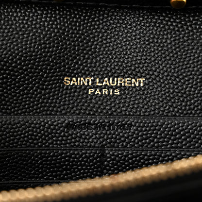 Saint Laurent Grain De Poudre Matelasse Chevron Monogram Chain Wallet Black 6 of 10