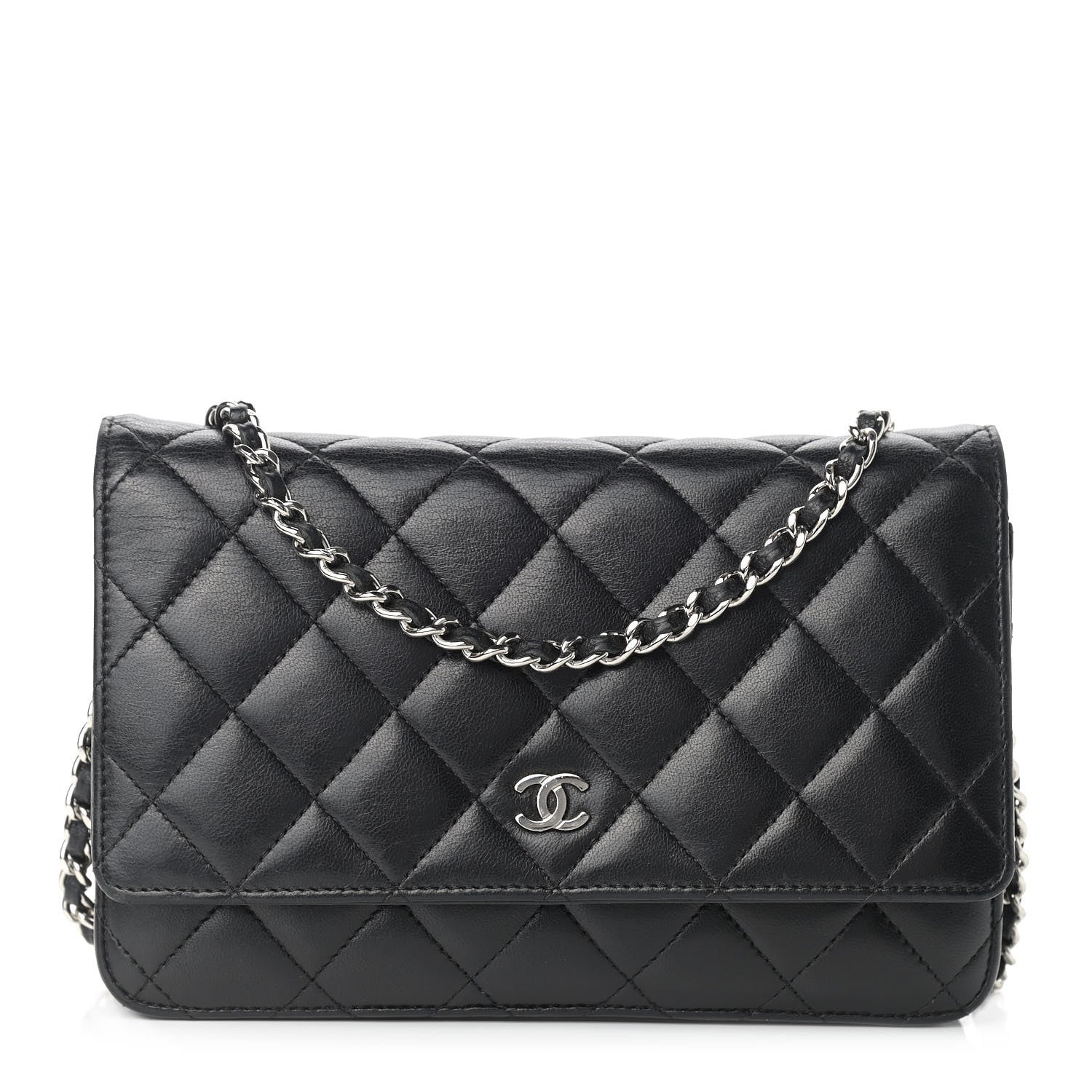 Chanel Lambskin Quilted Wallet On Chain WOC Black 1 of 14