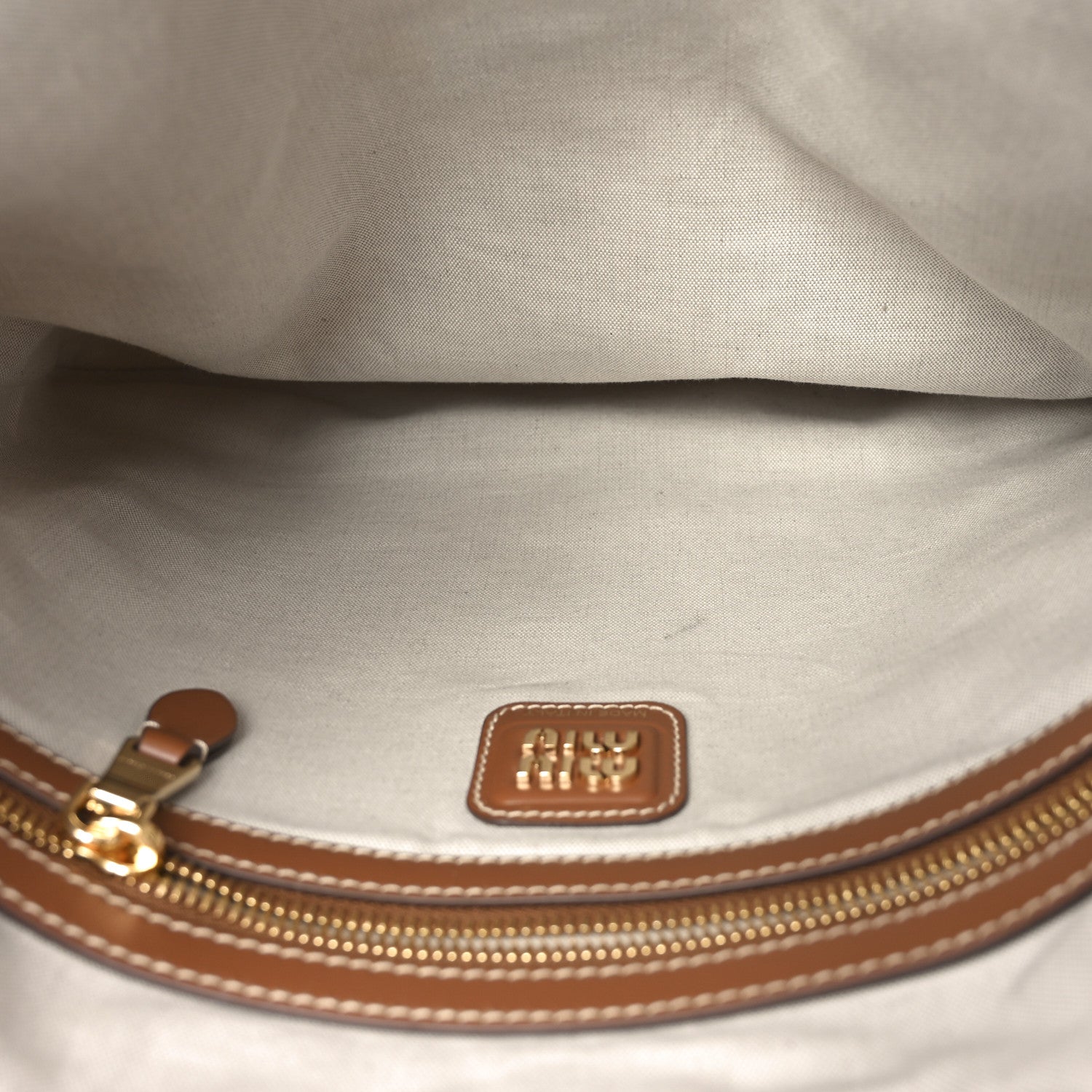 Miu Miu Canvas Ivy Bag Beige Brandy 5 of 9