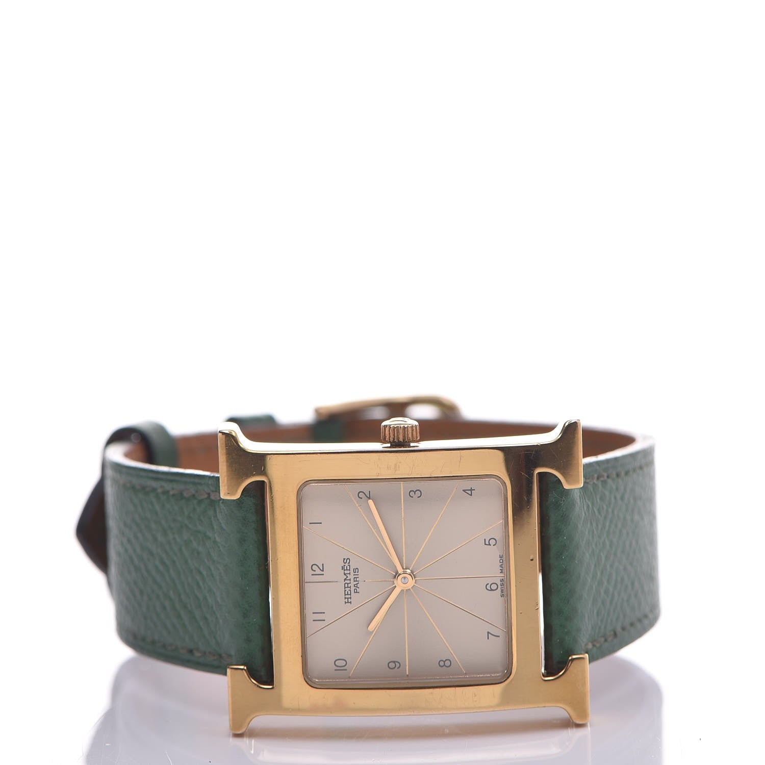 Hermes Stainless Steel Courchevel 26mm Heure H Hour Quartz Watch Vert Clair 3 of 6
