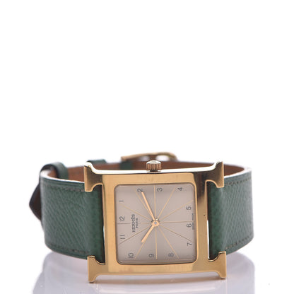Hermes Stainless Steel Courchevel 26mm Heure H Hour Quartz Watch Vert Clair 3 of 6