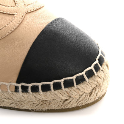 Chanel Lambskin CC Espadrilles 36 Beige Black 10 of 12