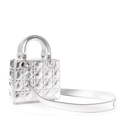 Christian Dior Metallic Grained Calfskin Cannage Small Lucky Badges My Lady Dior Silver 3 of 14