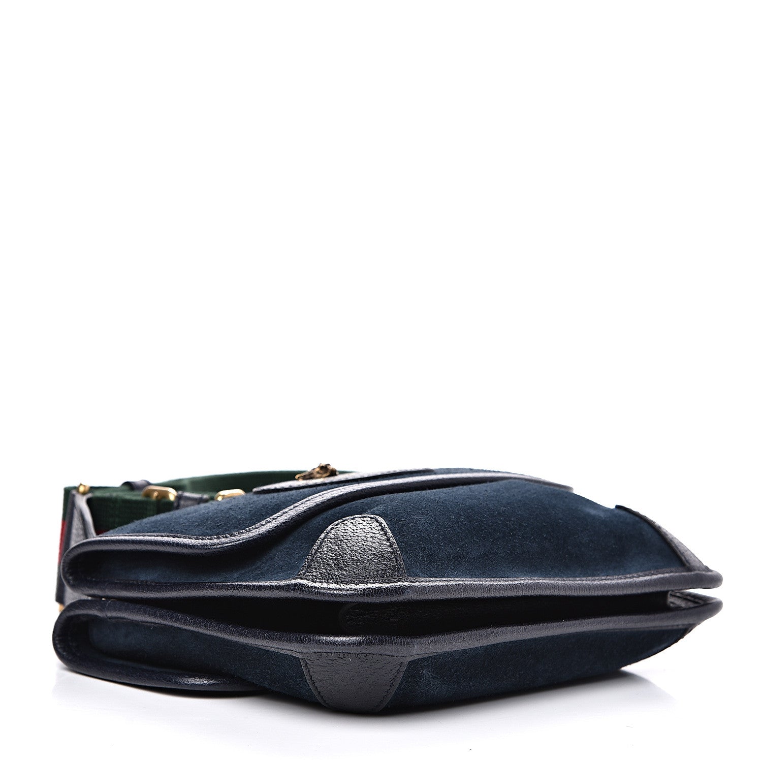 Gucci Suede Web Small Neo Vintage Double Flap Messenger Bag Blue 3 of 13