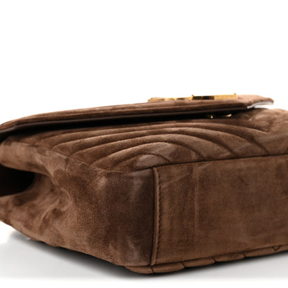 Saint Laurent Suede Matelasse Chevron Monogram Medium College Bag Bark Brown 9 of 10