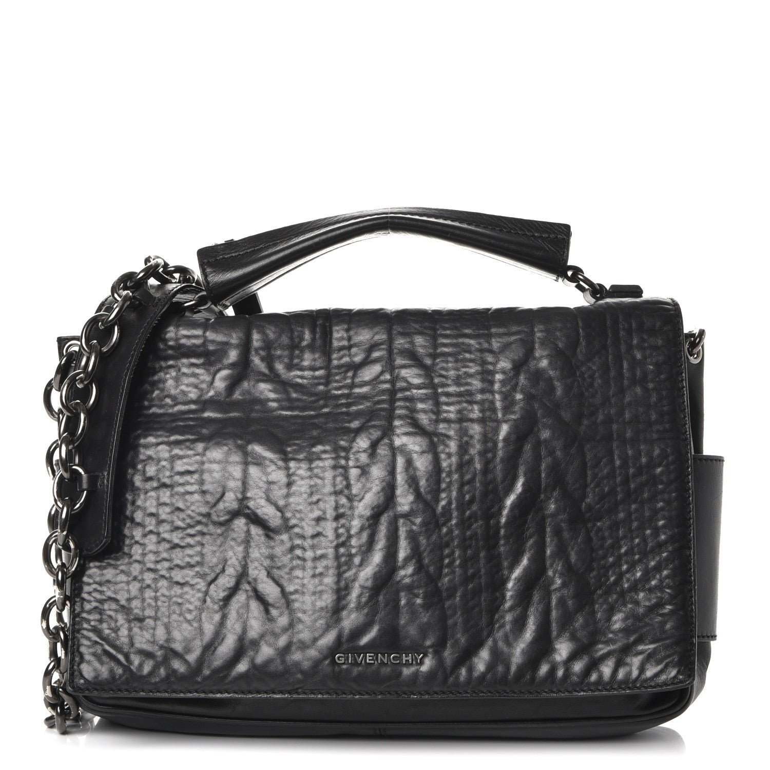 Givenchy Calfskin Cable Embossed Leather Eve Shoulder Bag Black 1 of 14