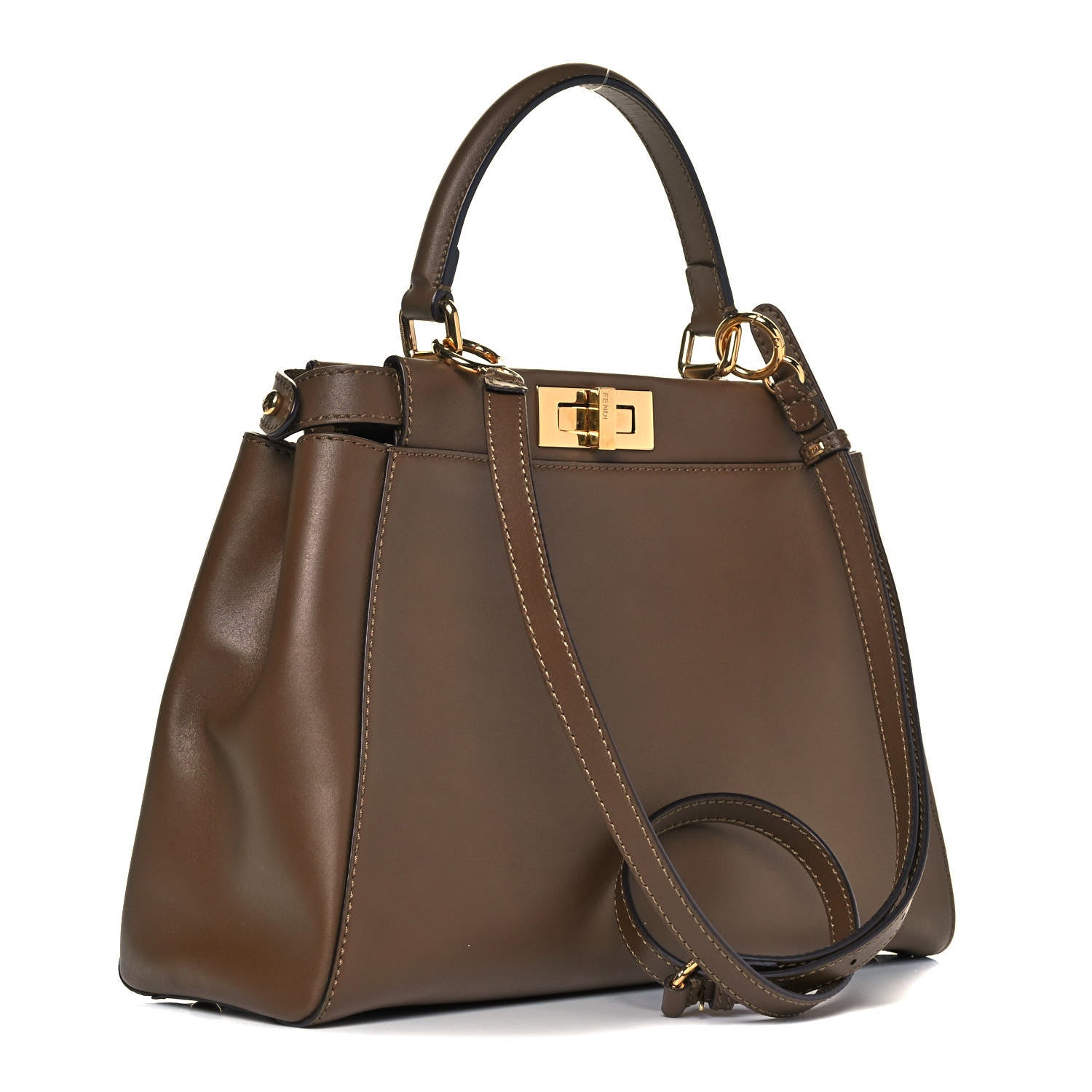 Fendi Vitello Morgan Fabric Jacquard Pequin Medium Peekaboo Iconic Satchel Foresta Tobacco Black 3 of 9
