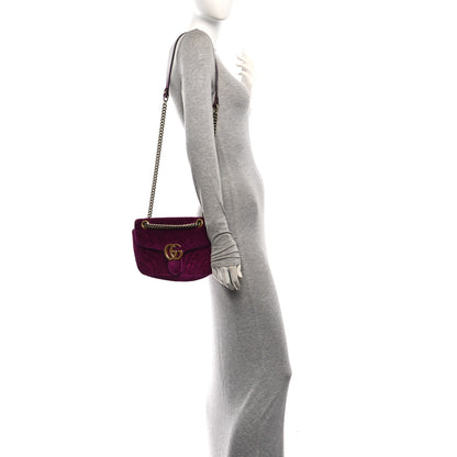 Gucci Velvet Matelasse Medium GG Marmont Shoulder Bag Fuchsia Violet Cyclamen 2 of 11