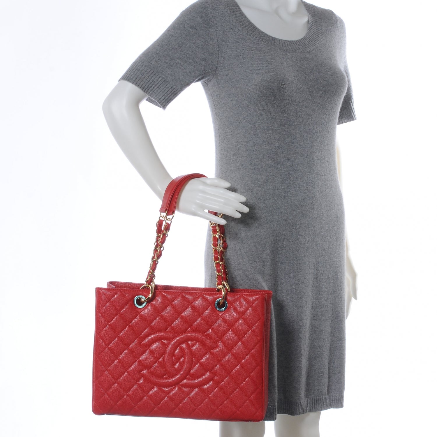 Chanel Caviar Grand Shopping Tote GST Red 2 of 8