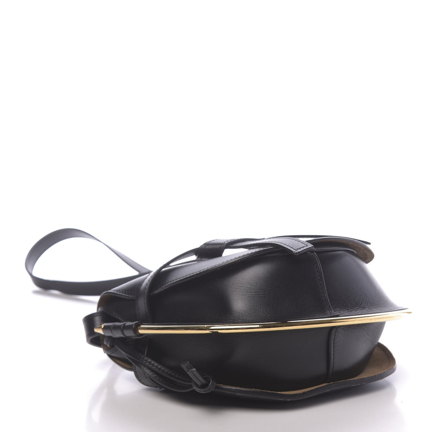 Calfskin Small Metal Gate Crossbody Bag Black
