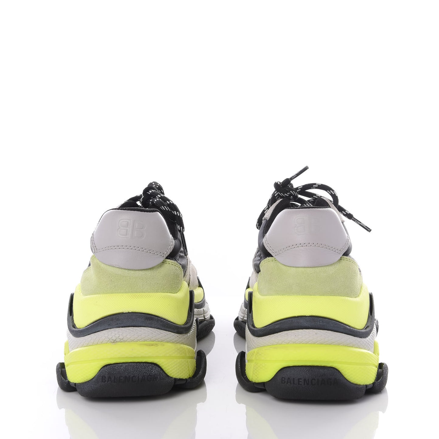 Nylon Suede Mens Triple S 2.0 Sneakers 41 Gris Black Jaune Fluo