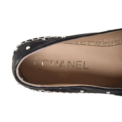 Chanel Suede Pearl CC Espadrilles 40 Black 7 of 9