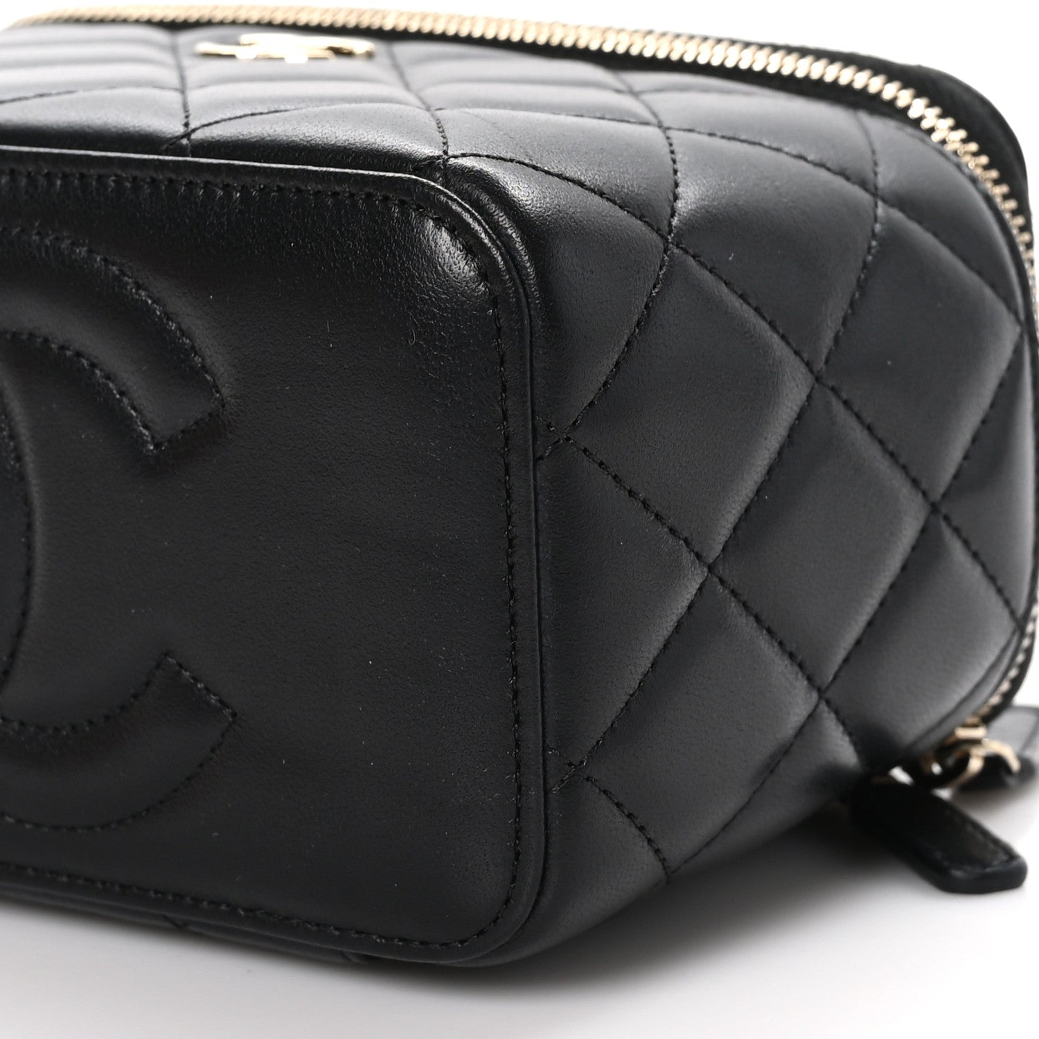 Chanel Lambskin Quilted Small Top Handle Vanity Case With Chain Black 10 of 11