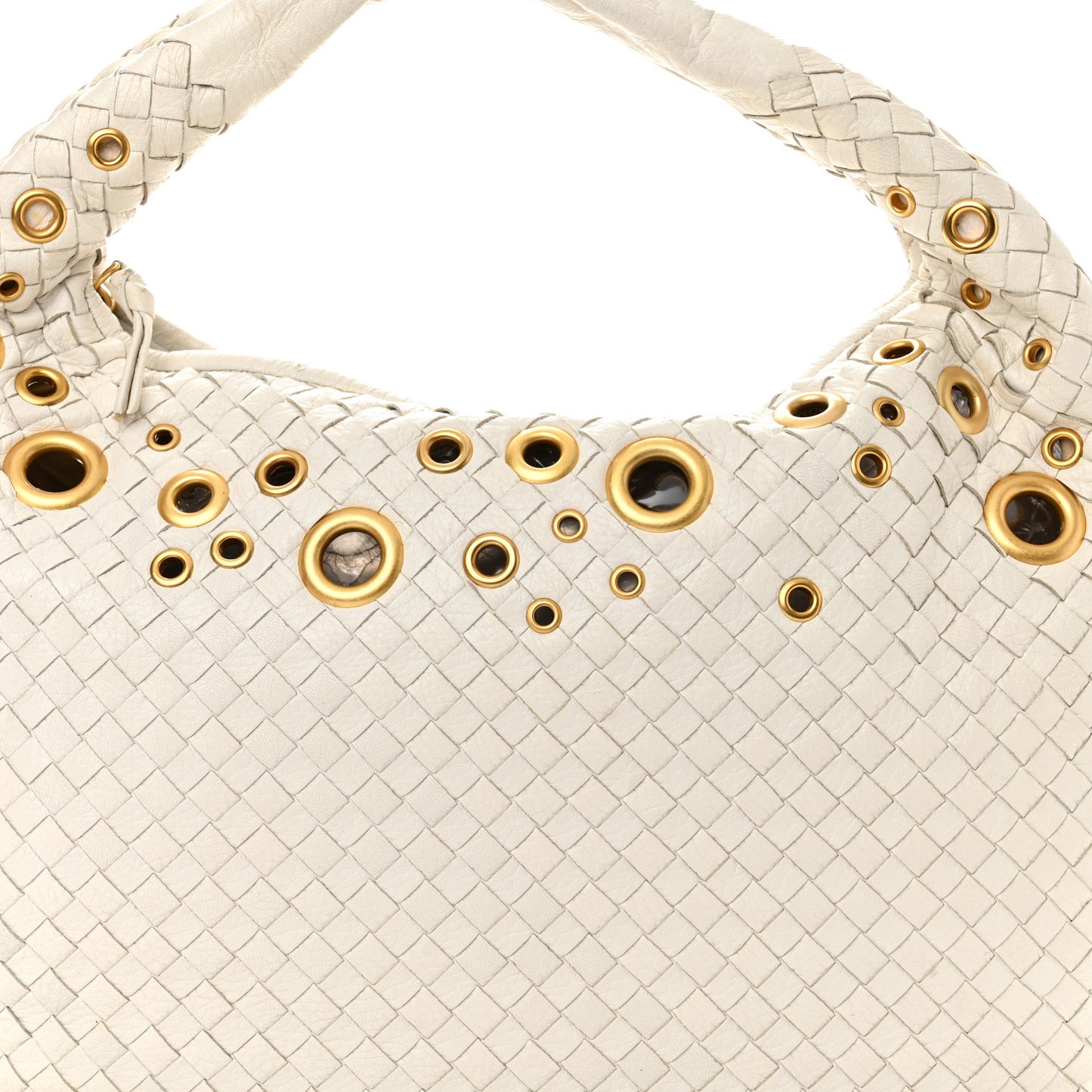 Nappa Intrecciato Medium Veneta Grommet Hobo White