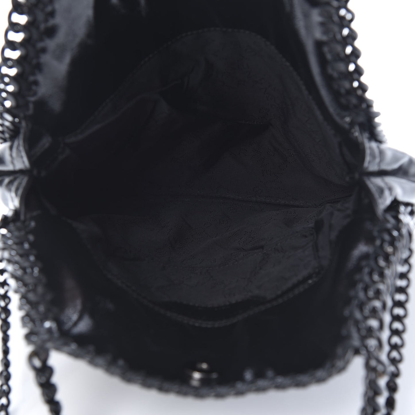 Patent Eco Alter Nappa Quilted Mini Falabella Fold Over Tote Black