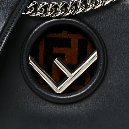 Fendi Vitello Century Velvet F is Fendi FF Small Kan I Shoulder Bag Black Tobacco 9 of 11