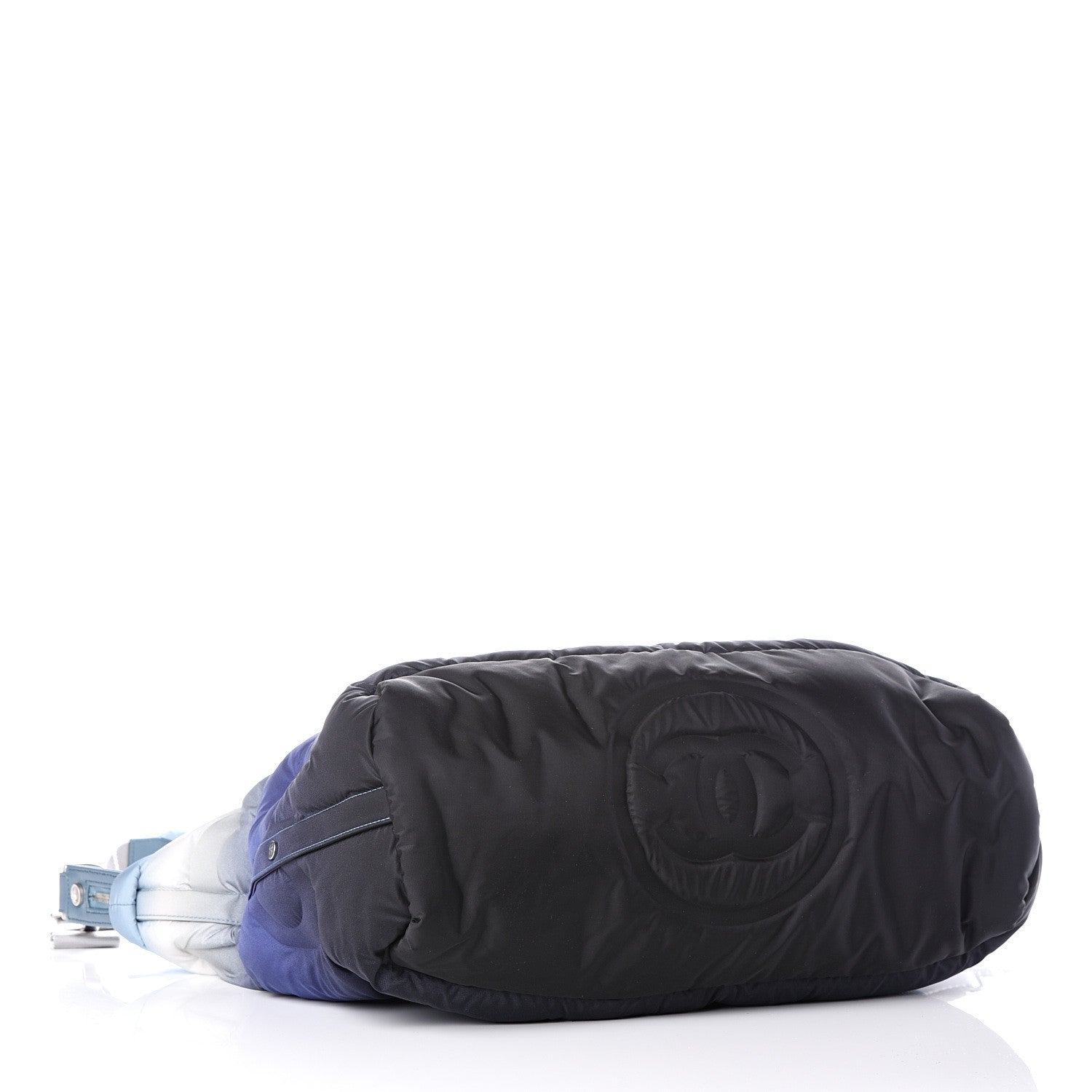 Chanel Nylon Embossed Doudoune Bowling Bag Blue White 3 of 12