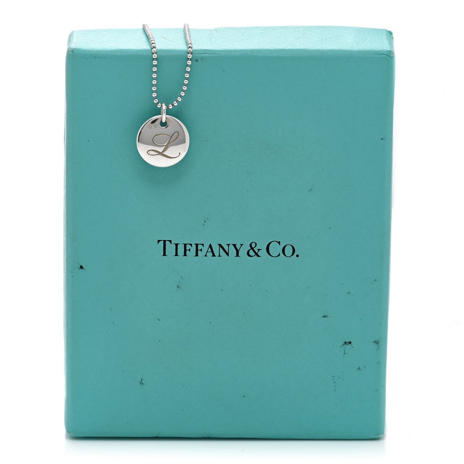 Tiffany Sterling Silver Letter L Disc Pendant Necklace 6 of 6