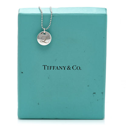 Tiffany Sterling Silver Letter L Disc Pendant Necklace 6 of 6