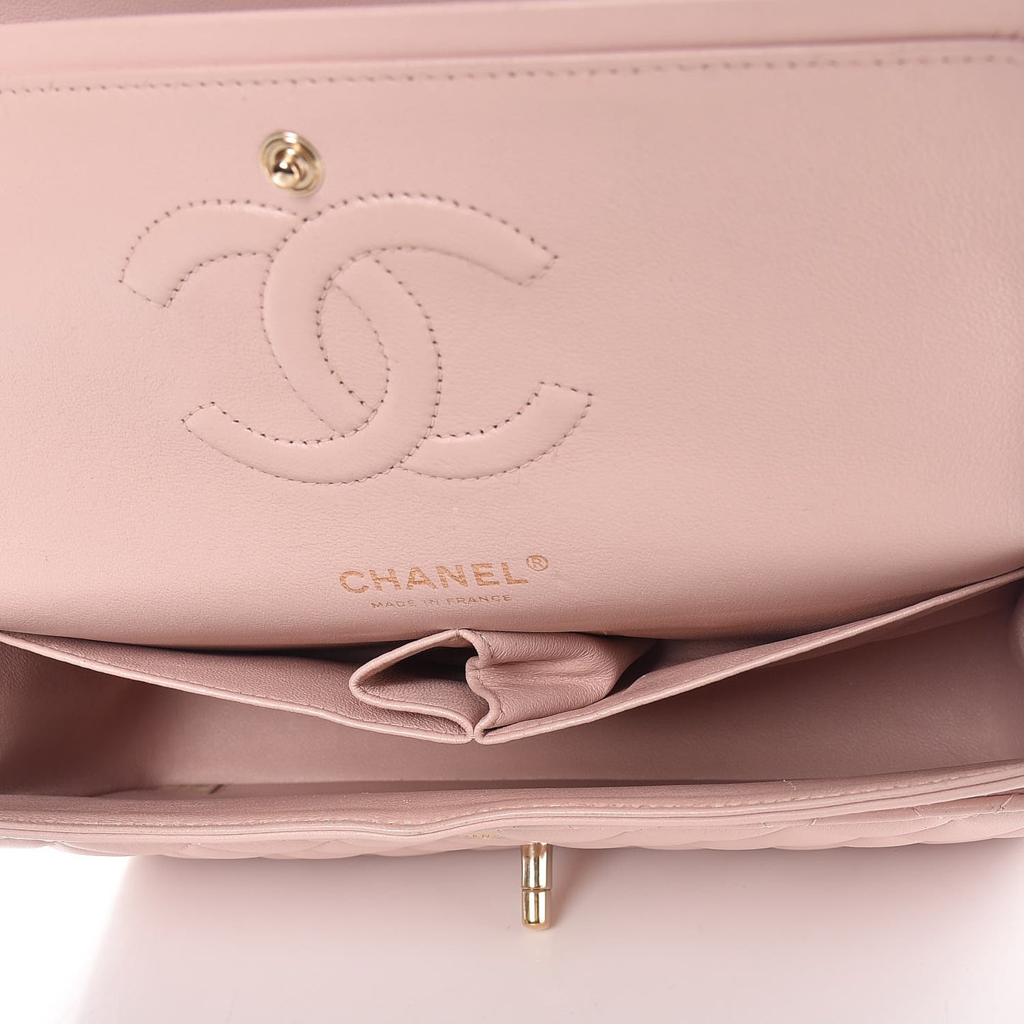 Lambskin Quilted Medium Double Flap Pink