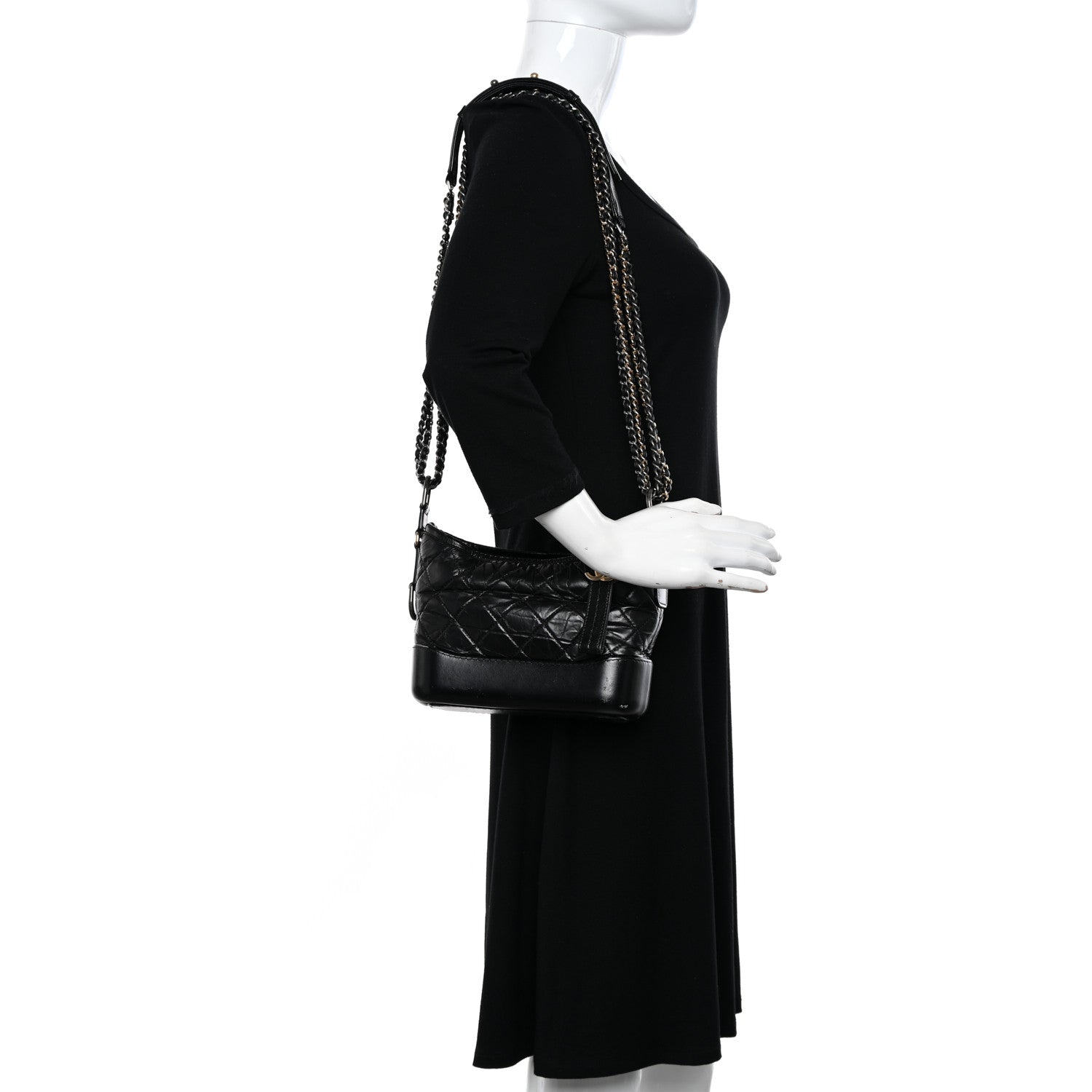 Chanel Aged Calfskin Quilted Small Gabrielle Hobo Black 2 of 11