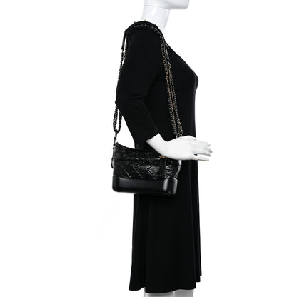 Chanel Aged Calfskin Quilted Small Gabrielle Hobo Black 2 of 11