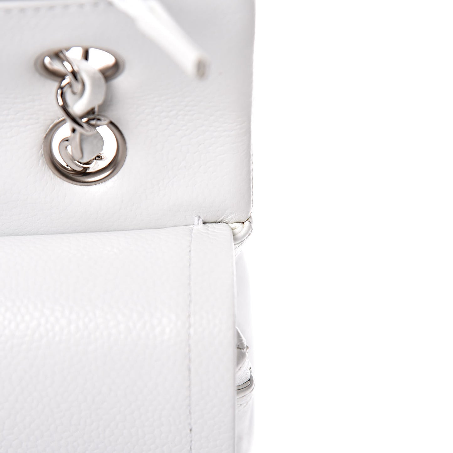 Caviar Quilted Medium Double Flap White