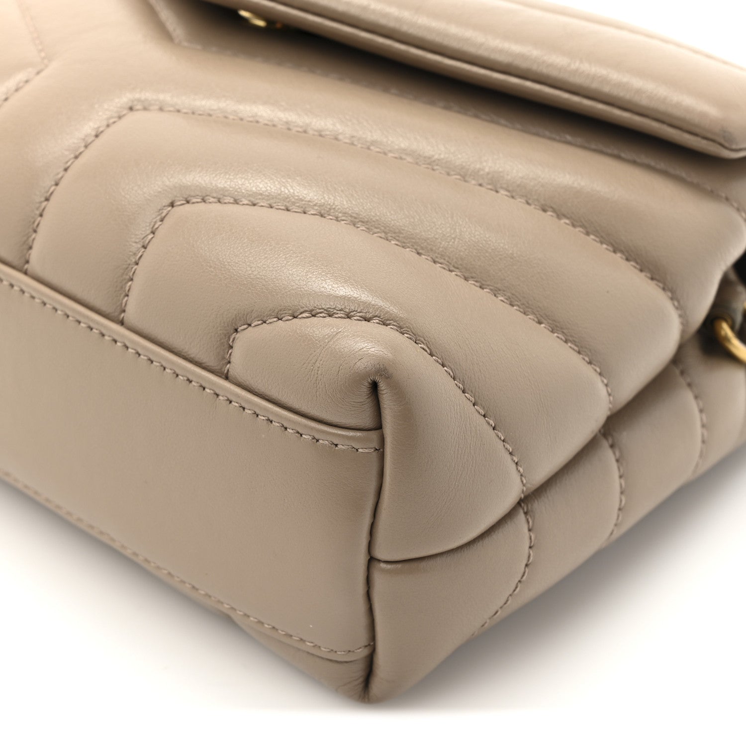 Saint Laurent Calfskin Y Quilted Monogram Toy Loulou Crossbody Bag Dark Beige 10 of 14