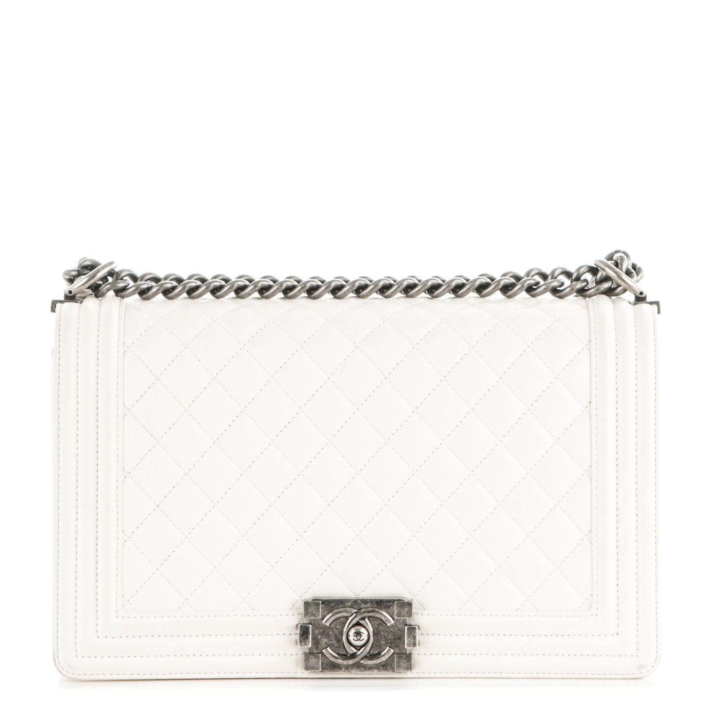 Lambskin Quilted New Medium Boy Flap White