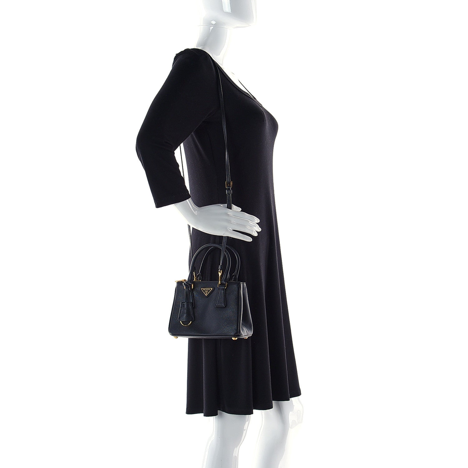 Prada Saffiano Lux Micro Galleria Double Zip Tote Black 3 of 12